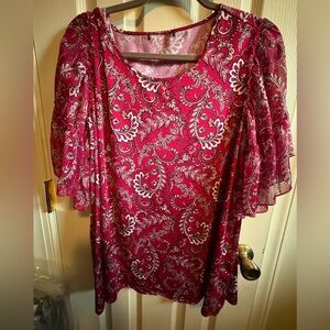 Dress Barn Deep Pink Floral Blouse